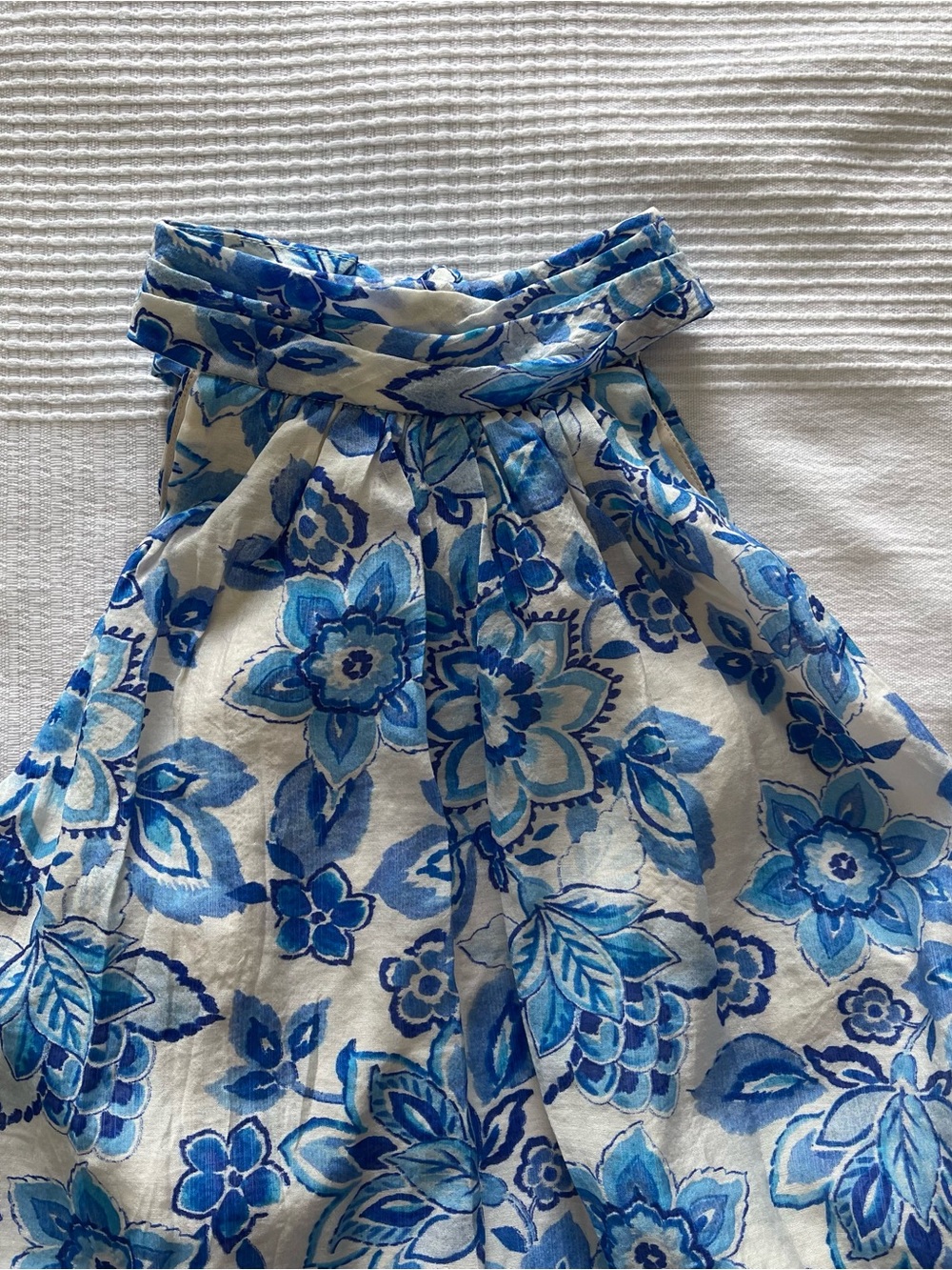 MSK White Dress with Blue Floral Halter Neck - Picture 6 of 13